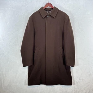 Jos. A. Bank Overcoat Mens 42R Brown Wool Lined Hidden Button Topcoat Winter - Picture 1 of 15