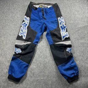 Vtg Y2K Fox Racing 180 MOTO BMX Racing Motocross Pants Size 32 Blue Black Gray - Picture 1 of 14