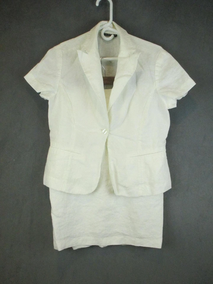 Marina Burkhardt юбка костюм женщин 36 38 экрю льняной блейзер карандаш офис официальный - Изображение 1 из 4