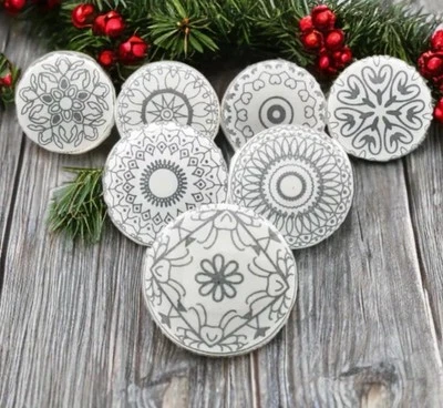 Grey and white knobs mandala style ceramic cabinet knobs drawer handle - Image 1 of 4