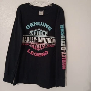 Harley Davidson Long Sleeve Shirt Girl's Sz. 10/12 Multi-Color w/ Glitter Logo - Picture 1 of 8