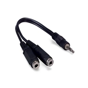 2in 3.5mm Stereo Jack Y Splitter 1 Male to 2 Female - Black - Picture 1 of 1
