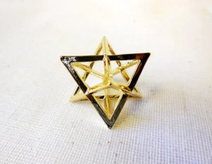 Hecho a mano Merekaba Geometría Sagrada 3D ORO colgante 45 mm, acero inoxidable - Imagen 1 de 1