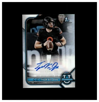 2022 Bowman University Chrome Autograph Tyler Van Dyke RC Miami Hurricanes - Image 1 of 2