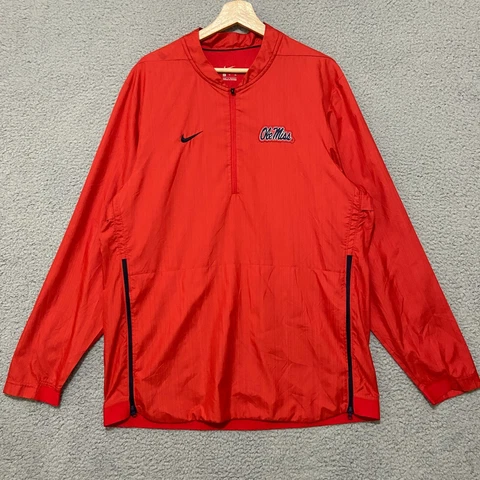 Nike Ole Miss Rebels 1/4 Zip Lightweight Windbreaker Jacket Men's XL Red NCAA Cover