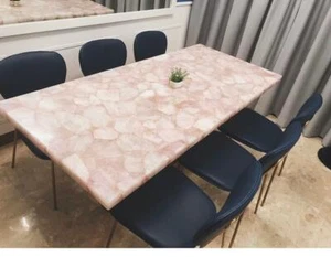 84" x 42" Rose Quartz Table Counter Top Dining Table Handmade Work - Picture 1 of 8