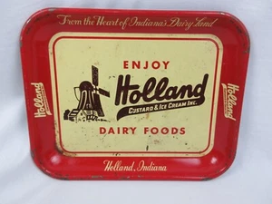Holland Dairy Foods Custard and Ice Cream Inc Metal Advertising Serving Tray - Picture 1 of 6