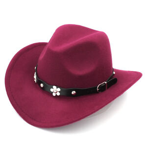 Western Kids Girls Cowboy Hat Cowgirl Cap Flower Leather Belt for Birthday Party