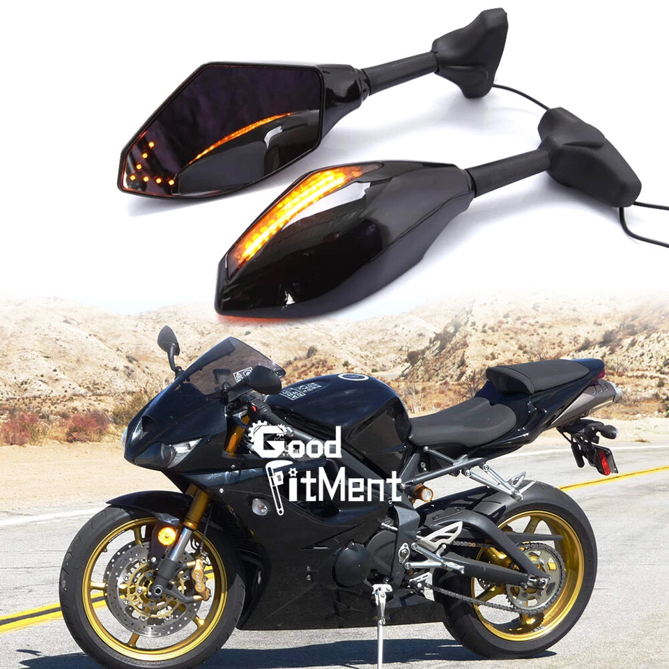 Motorcycle LED Turn Signals Rearview Mirrors For Triumph Daytona 600 675 995i - Image 1 of 4