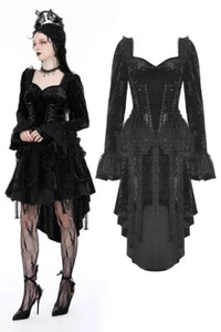DARK IN LOVE Women Black Punk Gothic Retro Tasseled Dovetail Velvet Party Dress - Bild 1 von 18