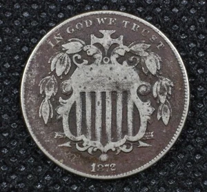 1872 US Shield Nickel 5 Cents 5C Sharp Date Good Filler - Picture 1 of 2