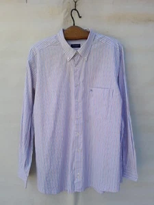 Burberry London Striped Shirt Mens XXXL Blue Red Embroidered Logo Made in Spain - Picture 1 of 15