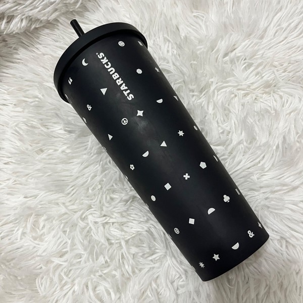 STARBUCKS ZEBRA VENTI 24 oz COLD CUP CLEAR YELLOW GRAY BLACK W STRAW Photo Related