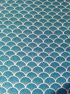 Türkis blau weiß Muschelmuster Leinenstoff ~ 4 Yards & 20" mal 53" breit - Bild 1 von 3
