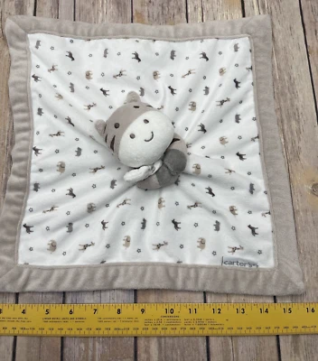 Manta de seguridad Carters Tigre gris tostado Lovey peluche bebé juguete zoológico animales de la selva Foto 1 de 4