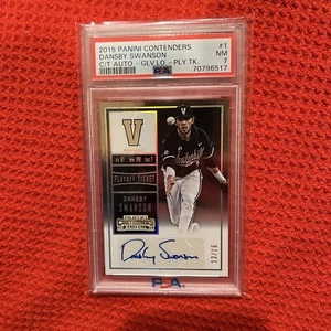 2015 Panini Contenders Dansby Swanson Playoff Ticket Auto /15 PSA 7 - Picture 1 of 3