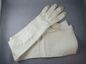 Vintage white kid leather kidskin opera gloves 22” sz 6  