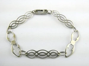 Vintage IC Sterling Silver Celtic Knot Link Bracelet 3.6g 8.75 Inches 925 - Picture 1 of 15