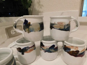 Sechs Künstler Studiokeramik Steinzeug Becher Set Don Brimberry Neuwertig - Bild 1 von 10