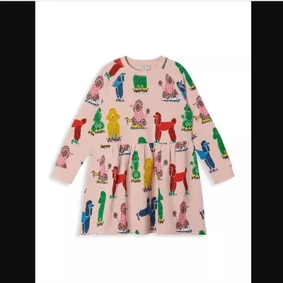 Vestido polar Stella McCartney para niños Doodle Poodles rosa azul verde, talla 12 años Foto 1 de 4