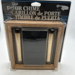 Vntg TRINE CHIME DOORBELL Wired Wood Tone Brand New Old Stock 1992 Brady Bunch - Picture 1 of 12