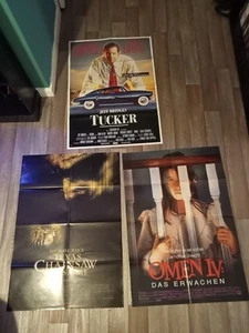 3 German A1 Cinema Posters 84x60cm OMEN IV, Texas Chainsaw Massacre ,Tucker LOT - Picture 1 of 4