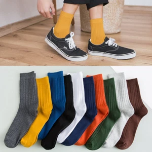 Men Soild Color Soft Cotton Socks Warm Winter Sport Casual Ankle High Work Sock - Picture 1 of 15