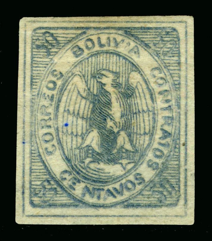 BOLIVIA  1868  CONDOR  50c blue  Sc# 6  MINT MH  VF - RARE - Image 1 of 2