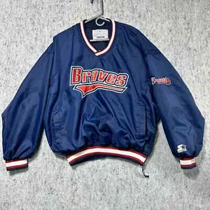 Vintage 90s Atlanta Braves Starter Jacket Men Large Blue Red Satin MLB Baseball - Imagen 1 de 10