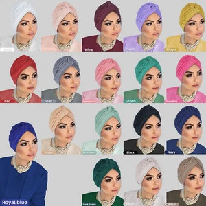 Mujeres Musulmanas Turbante Hiyab Gorro Gorra Bufanda Envoltura Prendas para la Cabeza Color Sólido Gorro - Imagen 1 de 42