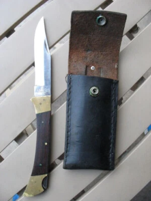 NAVAJA DE BOLSILLO CON BLOQUEO DE HOJA SIN IDENTIFICAR - (1)- CON FUNDA DE CUERO Foto 1 de 4