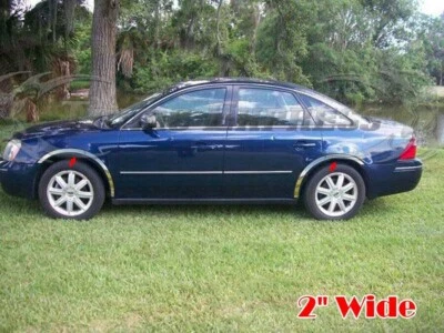 para: 2005-2007 Ford Five Hundred/Mercury Montego acabamento de para-lama de aço inoxidável 4 peças 2" - Imagem 1 de 4