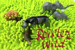 Wild animals, elephants, leopard, rhino ,croc, zoo figures made by Reisler 60/70 - Picture 1 of 12