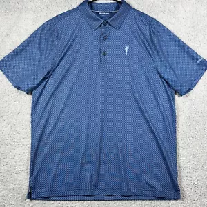 Cutter & Buck Navy Blue Geometric Pattern Golf Polo Shirt Athletic Wear Size L - Picture 1 of 11