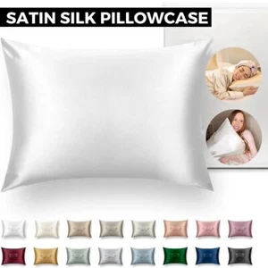 Soft 100% Mulberry Satin Silk Pillowcase For Hair Pillow Covers Queen Standard - Picture 1 of 30