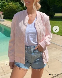 Lady Quilted Satin Puffer Bomber Jacket lack, Pink,White color UK SIZE 8-16 - Picture 1 of 7