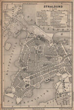 STRALSUND antique town city stadtplan. Mecklenburg-Vorpommern karte 1904 map