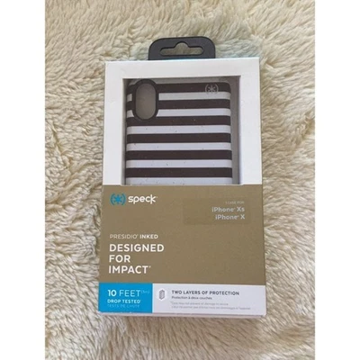 Estuche Speck iPhone X/XS Presidio Tintado-Rayas Dorado Moteado Foto 1 de 2