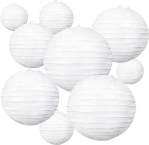 BEISHIDA 10Pcs White Paper Lanterns Decorative 4、6、8、10、12 Inch, Whtie - Picture 1 of 7