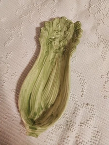 Ceramic Celery Shaped 11.5" Relish Serving Dish- Vegetable-Spoon Rest Plate - Picture 1 of 7