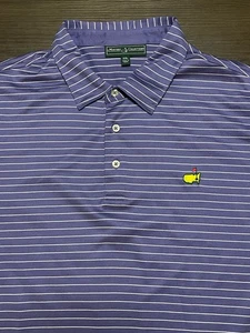 Masters by Peter Millar Poloshirt 2XL lila/weiß gestreift Pima Baumwolle Stretch - Bild 1 von 7