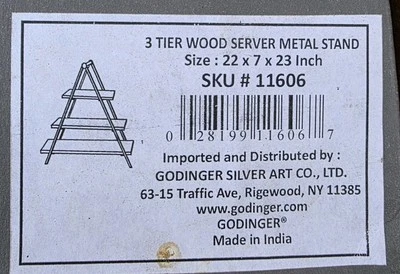 Servidor de madera Godinger de 3 niveles con soporte de metal Foto 1 de 3