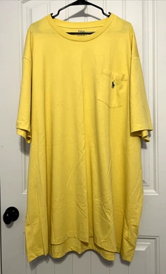 Ralph Lauren Polo Algodón Manga Corta Bolsillo Camiseta Talla 4 XLT Amarillo Foto 1 de 4