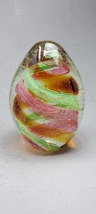 Fizzy Swirl Egg Art Glass Large Paperweight Bubbles Heavy Swirls Studio Art - Picture 1 of 16