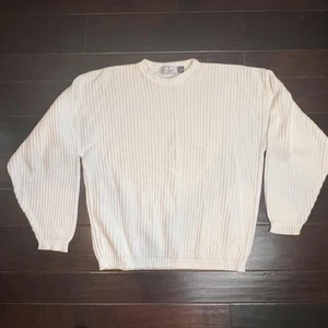 VTG Bill Blass Mens 2XL Sweater White Heavyweight Cotton Crewneck Classic Retro - Picture 1 of 9