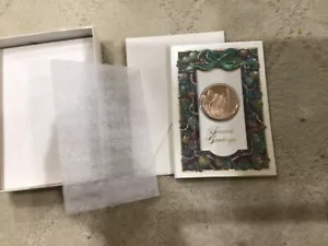 1974 Christmas Seasons MEDAL COIN GREETING CARD BY FRANKLIN MINT Carolers Miller - Picture 1 of 8