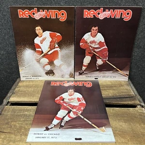 Vtg Lot 3 1973 Detroit Red Wings Hockey NHL Programs Scorecards Delvecchio - Picture 1 of 10