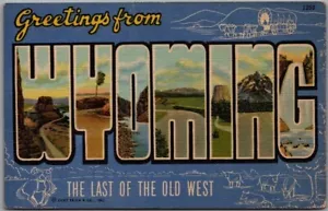 Postal Grande de Wyoming ""Last of the Old West"" Curteich Lino/Fechada 1952 - Imagen 1 de 2