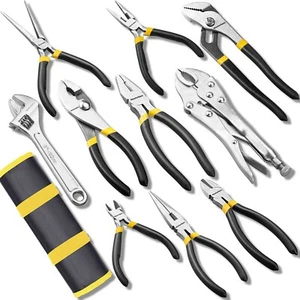 MasterSpec 10Pcs Hand Tool Set Pliers Set w/ Storage Pouch for Home Maintenance - Picture 1 of 12