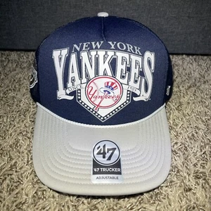 '47 New York Yankees Trucker Mütze Schaumstoff Seil Snapback Cap 2009 Stadium Patch blau - Bild 1 von 6